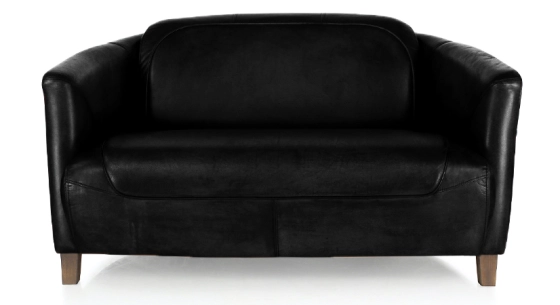 2 seater leather club sofa black