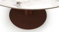 Round walnut and ceramic dining table for 6 people with a natural wood finish and a white marble-effect ceramic top. 120x120 Round walnut and ceramic dining table for 6 people with a natural wood finish and a white marble-effect ceramic top. 120x120