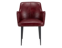 Vintage armchair with leather armrests burgundy
