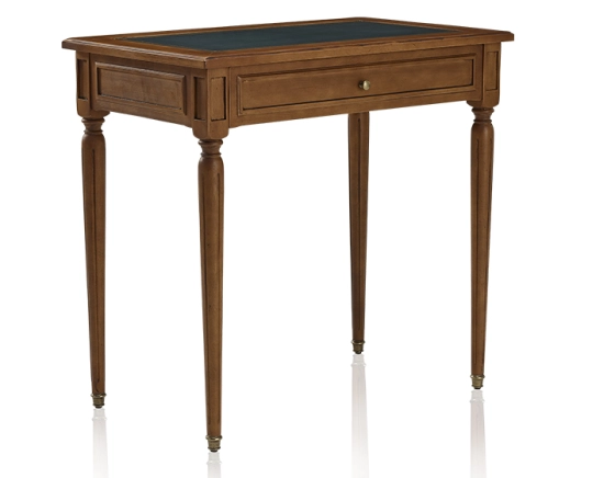 Bureau ancien style Louis XVI plateau cuir vert L80 cm