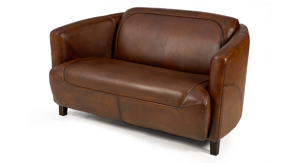 Canapé club cuir 2 places marron vintage Canapé club cuir 2 places marron vintage