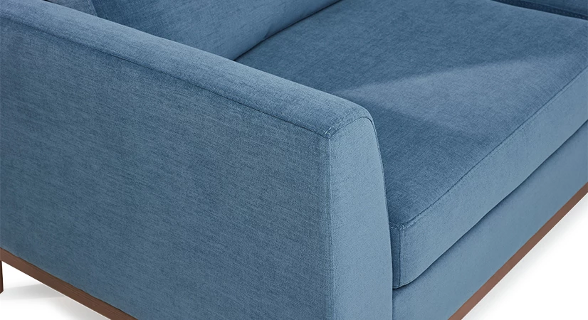 Canapé design 3 places tissu bleu jean