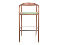 Tabouret de bar h80 cm teinte noyer assise tissu vert bois teinte noyer et tissu vert Tabouret de bar h80 cm teinte noyer assise tissu vert bois teinte noyer et tissu vert