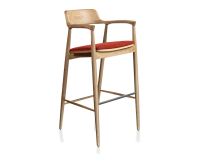 Tabouret de bar h80 cm bois teinte naturelle assise tissu orange brulé Tabouret de bar h80 cm bois teinte naturelle assise tissu orange brulé
