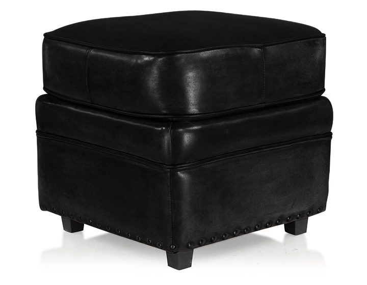 Pouf cuir noir bord clouté Pouf cuir noir bord clouté