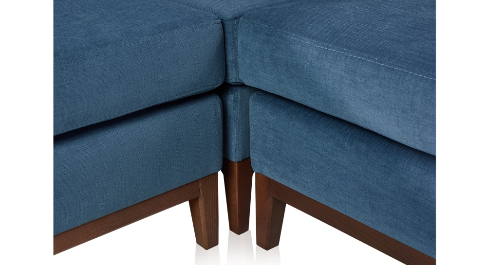 Canapé d'angle 6 places tissu bleu jean (2,5G - A - 2,5D) Canapé d'angle 6 places tissu bleu jean (2,5G - A - 2,5D)