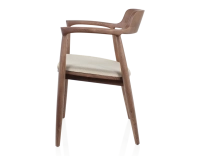 Scandinavian chair wood stained walnut seat beige chevron fabric Scandinavian chair wood stained walnut seat beige chevron fabric