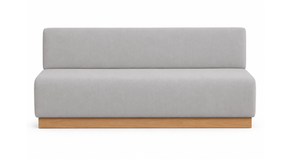Banco socle de roble natural asiento tejido beige natural