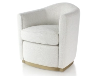 Fauteuil club tissu tissu bouclé blanc socle bois effet laiton Fauteuil club tissu tissu bouclé blanc socle bois effet laiton