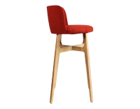 Bar stool h80 cm natural stained wood, burnt orange fabric seat Bar stool h80 cm natural stained wood, burnt orange fabric seat