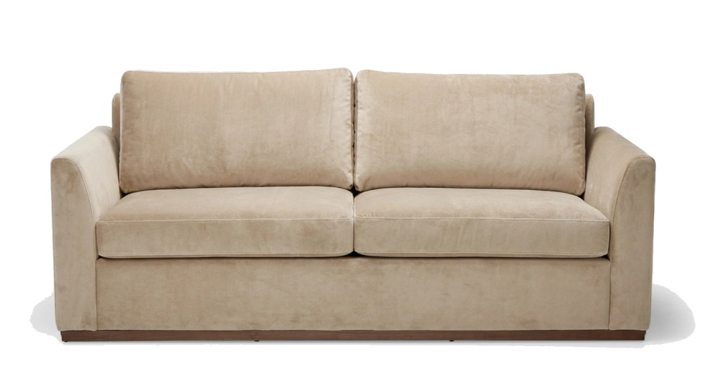 Canapé design 3 places tissu velours taupe clair