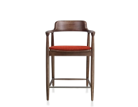Bar stool h60 cm natural tint wood burnt orange fabric seat Bar stool h60 cm natural tint wood burnt orange fabric seat