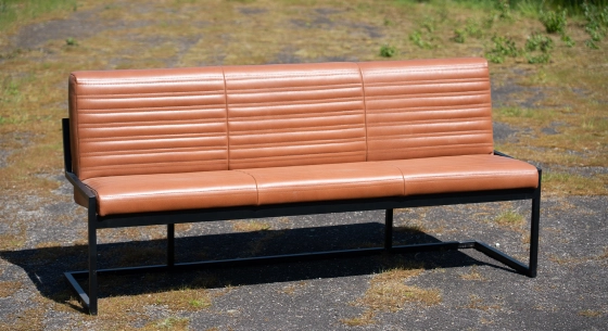 Canapé banquette cuir marron vintage