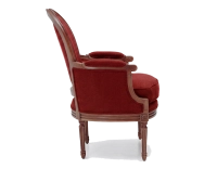 Sillón bergère moldurado estilo Luis XVI bois teinte ancienne et tissu bordeaux