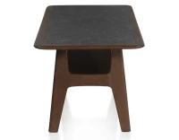 Table basse rectangulaire en chêne et céramique avec bois teinte marron foncé plateau céramique effet ardoise 100x50 cm