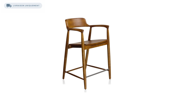 Tabouret de bar H60 cm bois teinte merisier