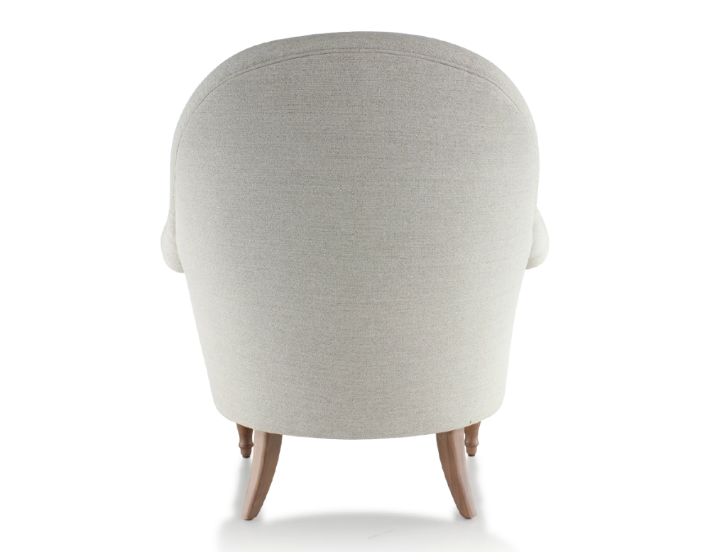 Fauteuil crapaud avec accoudoirs pieds bois teinte noyer et tissu beige naturel moyen dossier Fauteuil crapaud avec accoudoirs pieds bois teinte noyer et tissu beige naturel moyen dossier