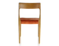Scandinavian chair cherry-stained wood, terracotta velvet seat Scandinavian chair cherry-stained wood, terracotta velvet seat