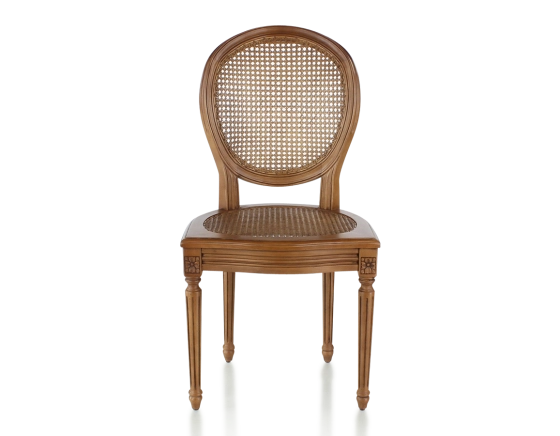 Chaise ancienne style Louis XVI bois teinte ancienne assise et dossier cannés