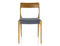 Chaise scandinave bois teinte merisier assise tissu gris Chaise scandinave bois teinte merisier assise tissu gris
