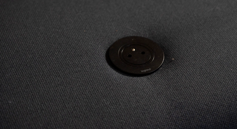 Antique 3 seater sofa en tissu bleu nuit