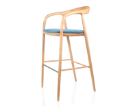Bar stool h80 cm natural tint blue jean fabric seat natural wood stain and denim fabric Bar stool h80 cm natural tint blue jean fabric seat natural wood stain and denim fabric