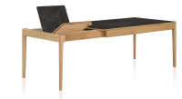 Table extensible en chêne et céramique 6 à 10 personnes allonges céramique avec bois teinte naturelle et plateau et allonges céramique effet ardoise 140x90 cm Table extensible en chêne et céramique 6 à 10 personnes allonges céramique avec bois teinte naturelle et plateau et allonges céramique effet ardoise 140x90 cm
