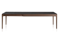 Table extensible 6 à 12 personnes en chêne et céramique allonges céramique avec bois teinte marron foncé et plateau et allonges céramique effet marbre noir 140x100 cm Table extensible 6 à 12 personnes en chêne et céramique allonges céramique avec bois teinte marron foncé et plateau et allonges céramique effet marbre noir 140x100 cm