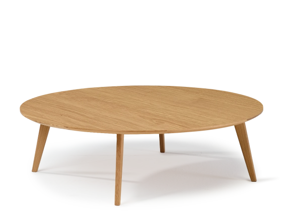 Table basse ronde en chêne plateau bois F1 teinte naturelle 100x100x30 cm