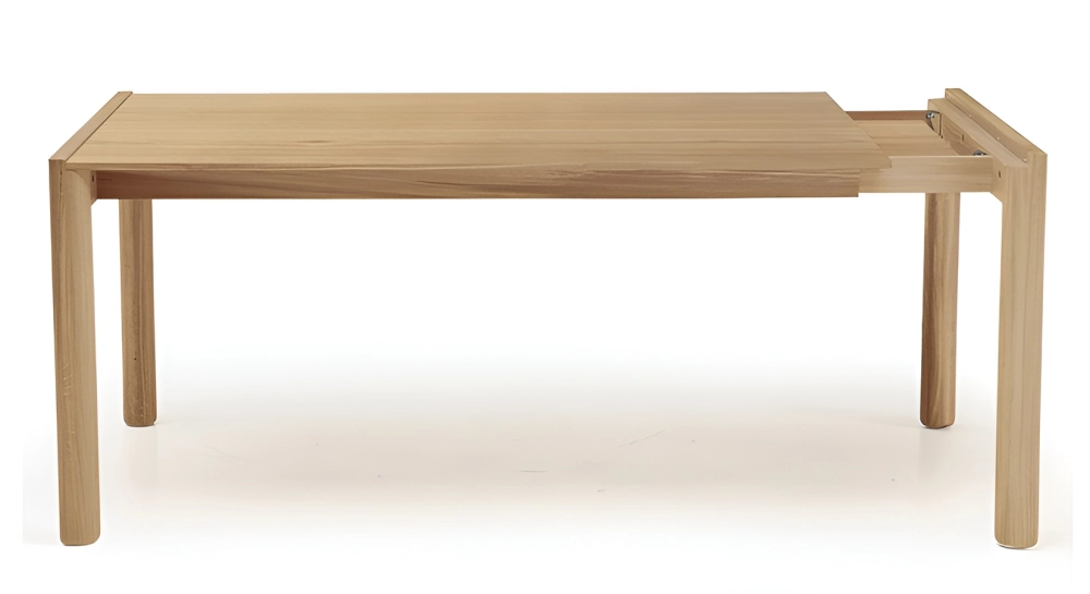 Extendable dining table for 8 to 12 people in oak with extension leaves natural wood finish 180x100 cm