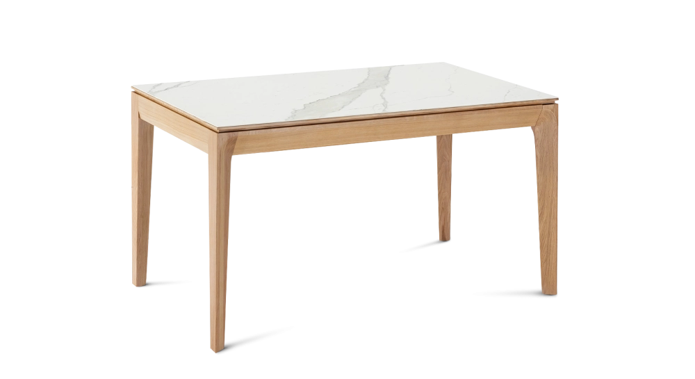 Table extensible 8 à 10 personnes en chêne et céramique allonges céramique avec bois teinte naturelle et plateau et allonges céramique effet marbre blanc 180x90 cm Table extensible 8 à 10 personnes en chêne et céramique allonges céramique avec bois teinte naturelle et plateau et allonges céramique effet marbre blanc 180x90 cm