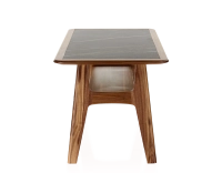 Table basse rectangulaire en noyer et céramique bois teinte naturelle plateau céramique effet marbre noir 100x50 cm Table basse rectangulaire en noyer et céramique bois teinte naturelle plateau céramique effet marbre noir 100x50 cm