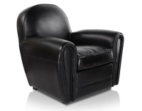 Fauteuil club cuir noir accoudoirs cloutés Fauteuil club cuir noir accoudoirs cloutés