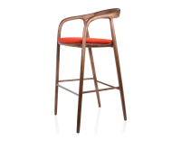 Tabouret de bar h80 cm teinte assise bois teinte marron foncé et tissu orange brulé Tabouret de bar h80 cm teinte assise bois teinte marron foncé et tissu orange brulé