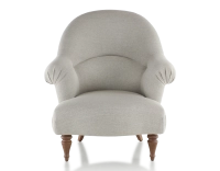 Fauteuil crapaud avec accoudoirs pieds bois teinte noyer et tissu beige naturel moyen dossier Fauteuil crapaud avec accoudoirs pieds bois teinte noyer et tissu beige naturel moyen dossier