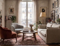 Fauteuil design tissu pied-de-poule bleu et blanc