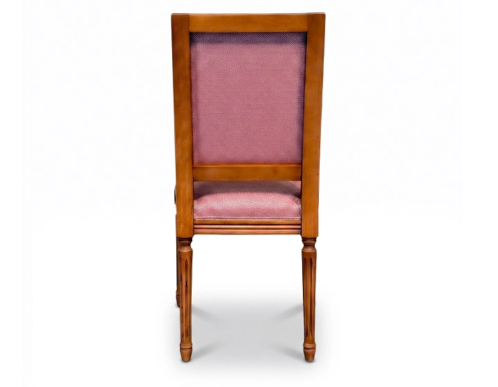 Chaise ancienne style Louis XVI bois teinte ancienne et tissu chevron bordeaux