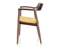 Scandinavian chair dark brown stained wood and yellow fabric Scandinavian chair dark brown stained wood and yellow fabric