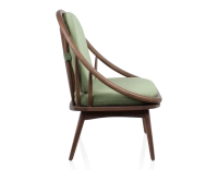 Fauteuil scandinave bois teinte noyer et tissu vert Fauteuil scandinave bois teinte noyer et tissu vert
