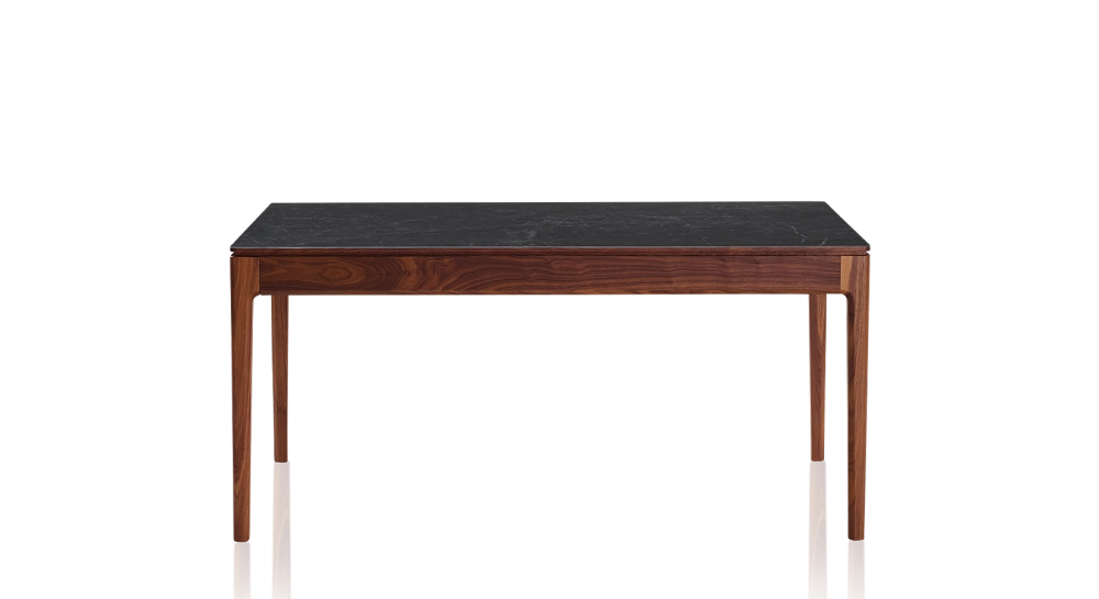 Table extensible 6 à 12 personnes en noyer et céramique allonges bois avec bois teinte naturelle et plateau céramique effet ardoise 140x100 cm Table extensible 6 à 12 personnes en noyer et céramique allonges bois avec bois teinte naturelle et plateau céramique effet ardoise 140x100 cm