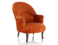 Toad armchair with armrests walnut-stained wooden legs and terracotta velvet fabric Toad armchair with armrests walnut-stained wooden legs and terracotta velvet fabric