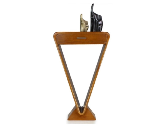 Art Deco console table with single drawer cherry-stained wood