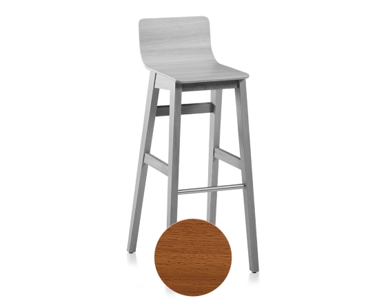 Tabouret de bar en chêne H80 cm bois teinte merisier