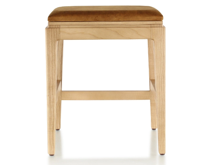 H45 cm design stool wood natural tint seat bronze velvet fabric H45 cm design stool wood natural tint seat bronze velvet fabric