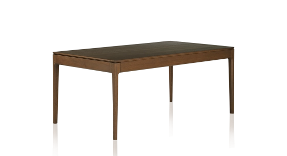 Table salle à manger en chêne 6 personnes teinte noyer plateau bois 140x100 cm