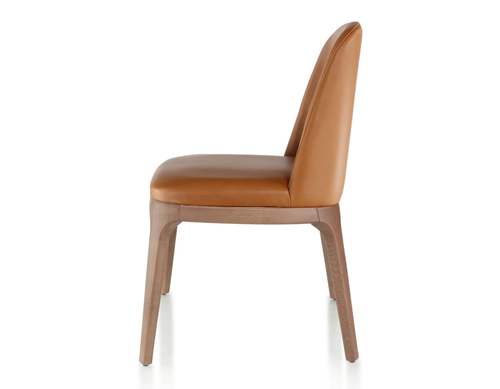 Chaise design bois teinte noyer et cuir caramel Chaise design bois teinte noyer et cuir caramel