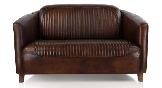 2 seater leather club sofa dark brown