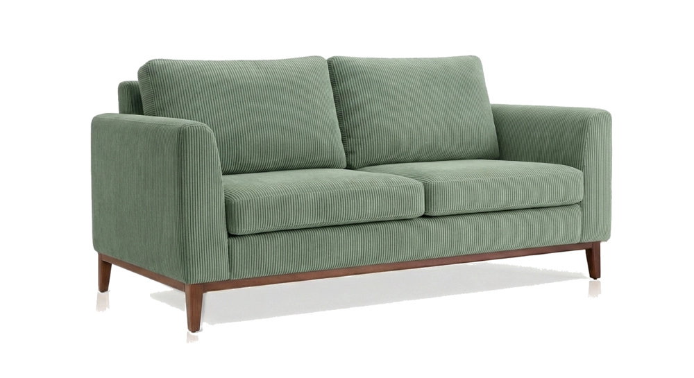 Canapé design 2,5 places tissu velours côtelé vert forêt