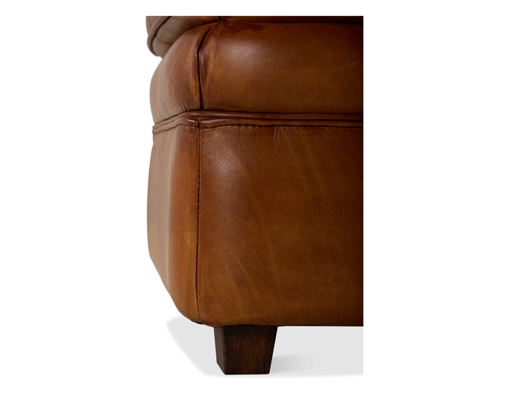 Leather pouffe light brown Leather pouffe light brown