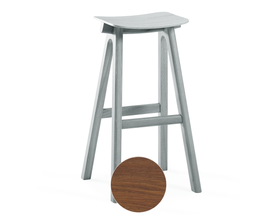 Tabouret de bar en chêne H80 cm bois teinte noyer